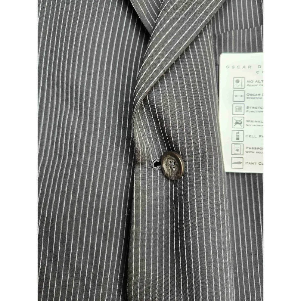 Oscar De la Renta 2 piece Wool suit pinstripe men's 44 large black white Blazer